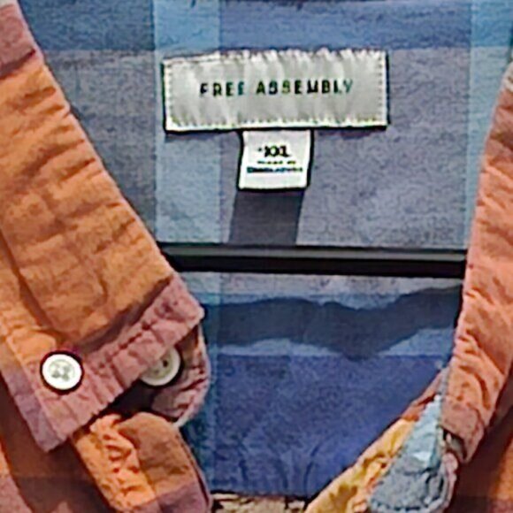 Free Assembly Casual Short Sleeve Button Shirt - Plaid - XXL - Picture 2 of 10